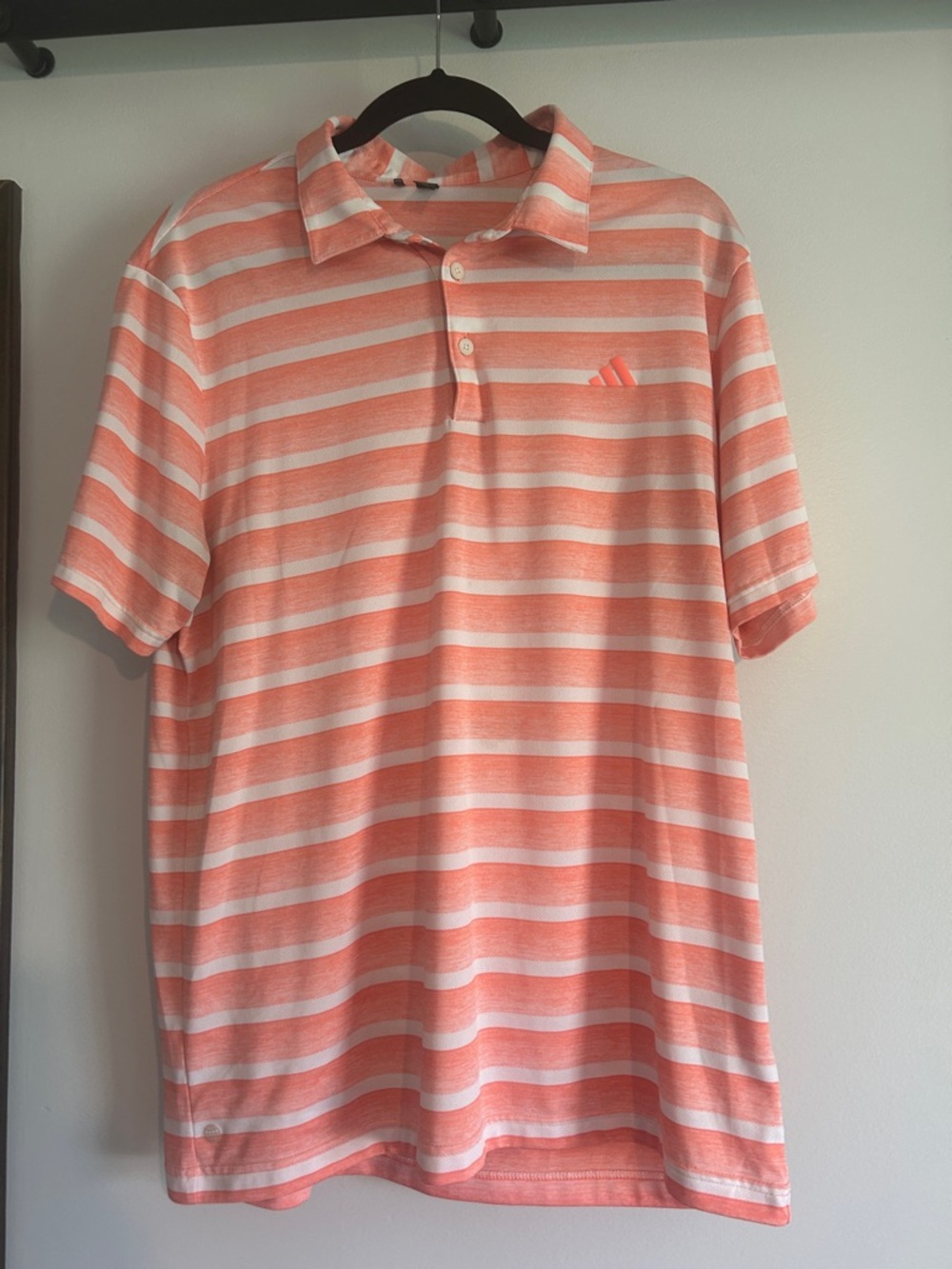 adidas Men’s Coral-Striped Golf Polo Shirt
